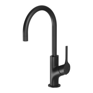Vivid Slimline Oval Sink Mixer 160mm Gooseneck Matt Black