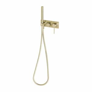 Vivid Slimline Wall Mixer Handshower Brushed Brass