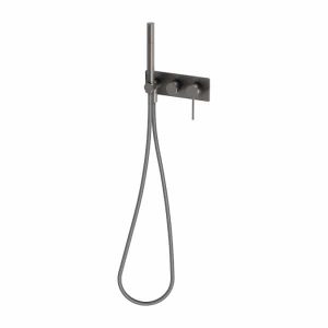 Vivid Slimline Wall Mixer Hand Shower Brushed Carbon
