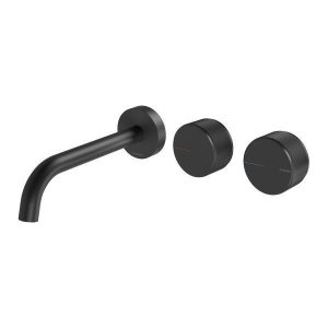 Axia Wall Basin/Bath Curved Outlet Set Matt Black