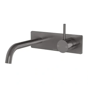 Vivid Slimline Up Basin or Bath Wall Mixer Set Brushed Carbon