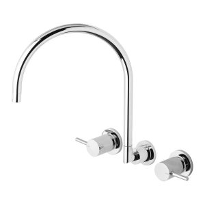 Vivid Pin Lever Wall Sink Set Gooseneck Chrome