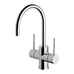 Vivid Slimline Twin Handle Sink Mixer 160mm Gooseneck Chrome