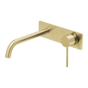 Vivid Slimline Wall Basin Mixer Set 230mm Brushed Brass