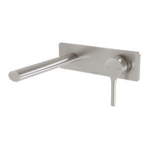Vivid Slimline Oval Wall Basin Mixer Set 175mm Fit-Off Kit Brushed Nickel