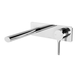 Vivid Slimline Oval Wall Basin Mixer Set 175mm Fit-Off Kit Chrome