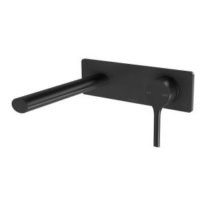 Vivid Slimline Oval Wall Basin Mixer Set 175mm Fit-Off Kit Matt Black