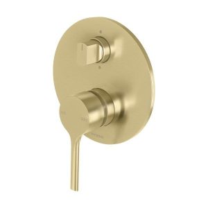 Vivid Slimline Oval Shower / Bath Diverter Mixer with Diverter Brushed Brass