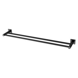 Radii 800mm Double Towel Rail SP Matt Black Square Plate