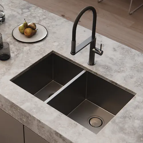kitchen-sink-tapware-mytap- Vivid Slimline Pull Out Sink Mixer Brushed Nickel