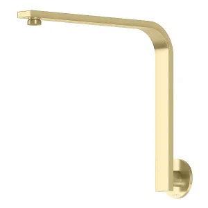 Vivid Slimline High-Rise Shower Arm Round Plate Brushed Brass