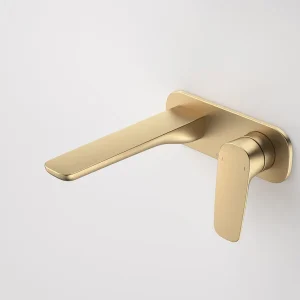Caroma Contura II Wall Basin/Bath Mixer 180mm Brushed Brass
