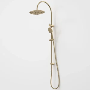 Caroma Contura II Rail Shower with Overhead Brushed Brass