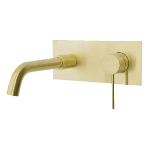 City Life Inox Wall Mounted Basin Bath Mixer with Spout Brushed Brass