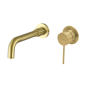 City Life Inox Wall Mounted Basin Mixer with Spout Brushed Brass