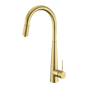 City Life Inox Pull Out Kitchen Sink Mixer Brushed Brass