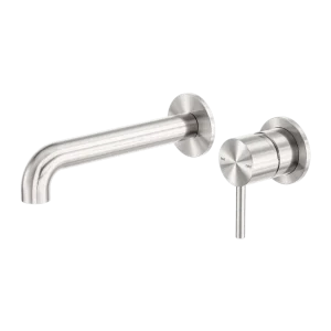 Nero Zen SS316L Wall Basin or Bath Mixer 185mm Spout Brushed Nickel