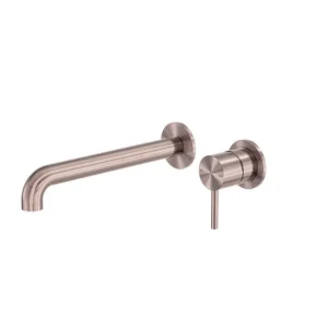 Nero Zen SS316L Wall Basin or Bath Mixer 230mm Spout Brushed Bronze