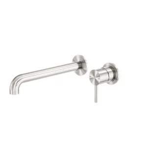 Nero Zen SS316L Wall Basin or Bath Mixer 230mm Spout Brushed Nickel