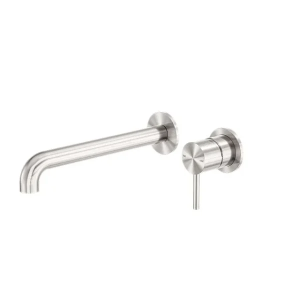 Nero Zen SS316L Wall Basin or Bath Mixer 230mm Spout Brushed Nickel