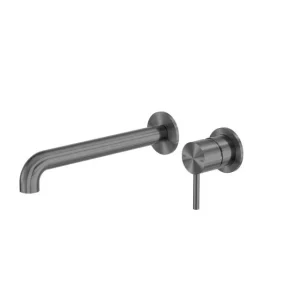 Nero Zen SS316L Wall Basin or Bath Mixer 230mm Spout Graphite
