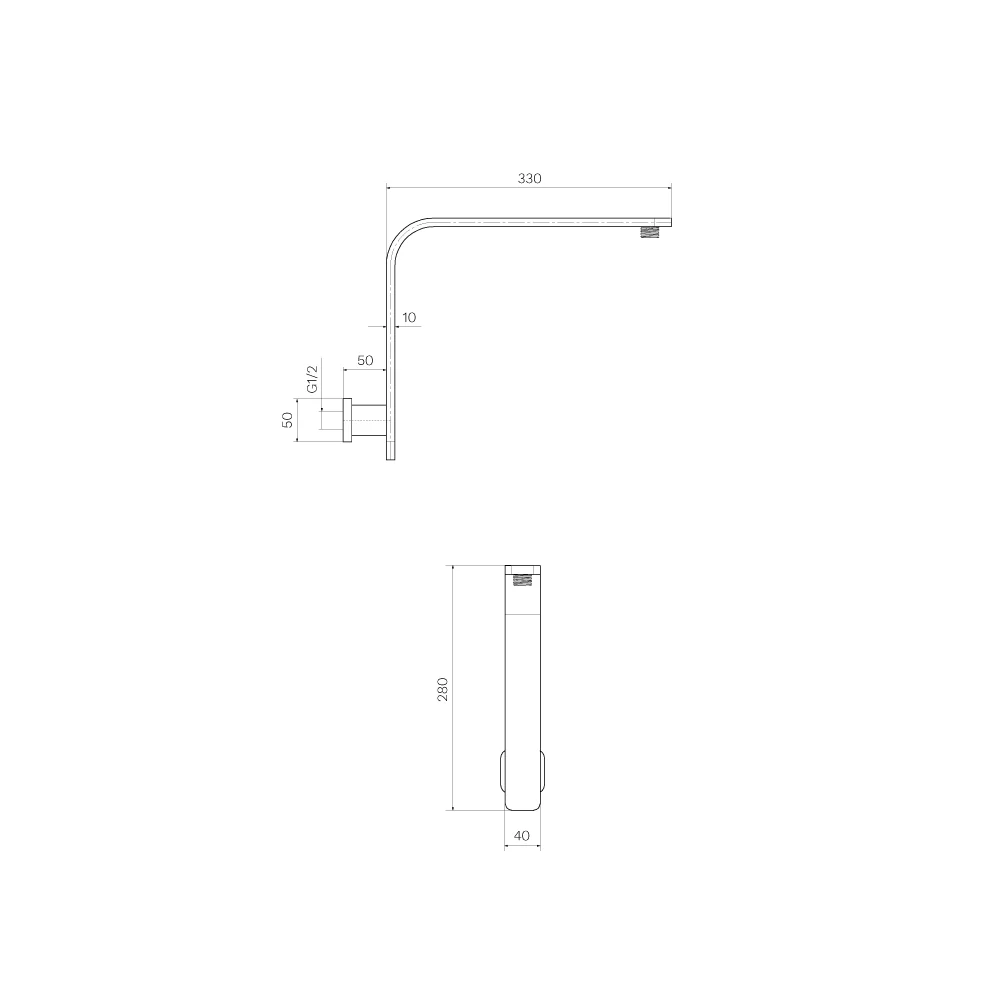 Q2.SA.1W-Quasar-II-High-Rise-Wall-Shower-Arm-Line-Drawing_1024x1024@2x